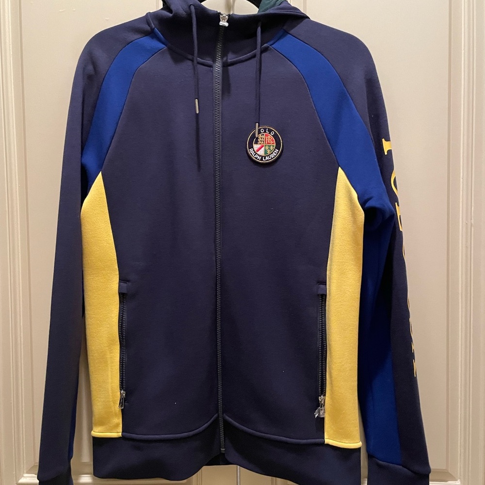 Polo Ralph Lauren performance Stylish Navy and Yellow zip Jacket hoodie